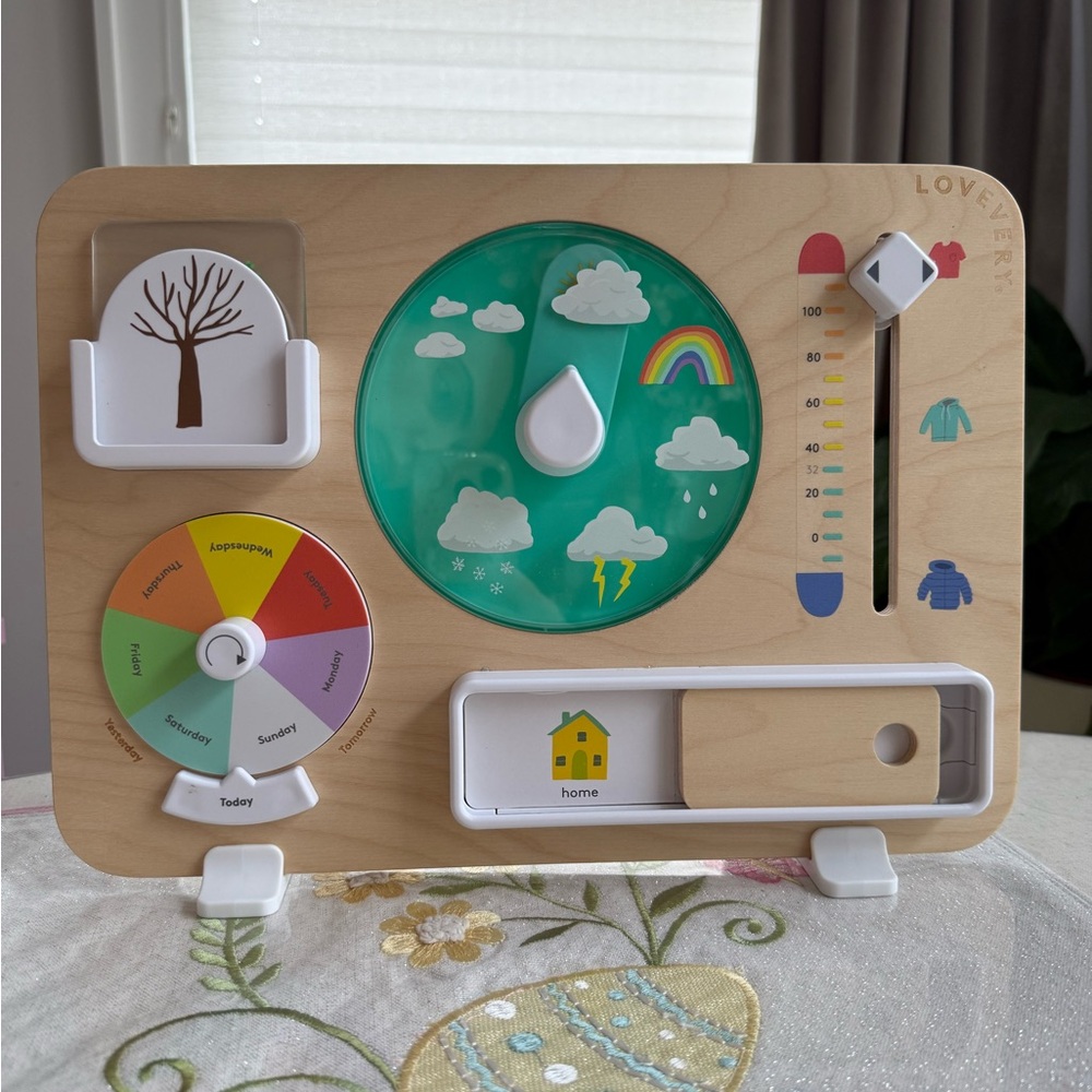 Wooden Kids Weather & Activity Board - Green